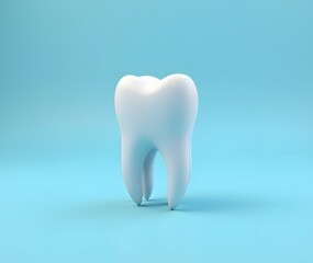 Dental health concept showing a single tooth on a blue background design