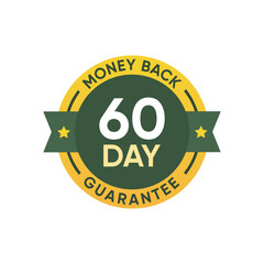 60 Day Money Back Guarantee Badge Sign illustration Vector	