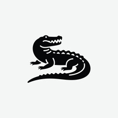 Download a high-quality crocodile silhouette vector with a clean white background. Perfect for logos, prints, and wildlife design projects.