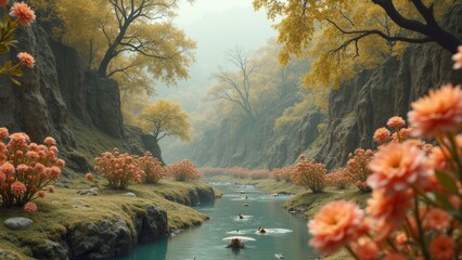 Scenery of rivers in the forest