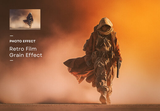 Retro Film Grain Effect Template with Cinematic Color and Dust Texture