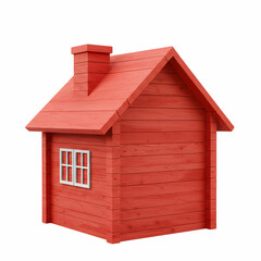Red Wooden House 3D Model  Render