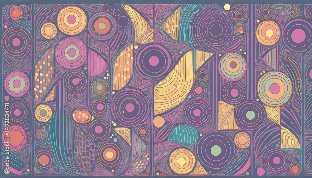 Poster abstract pattern with simple geometric figures and dots a captivating composition of shapes, colors,