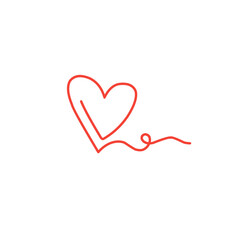 continuous line illustration of heart
