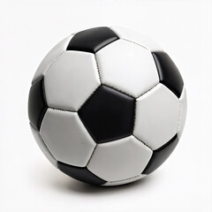 A classic black and white soccer ball isolated on a white background.