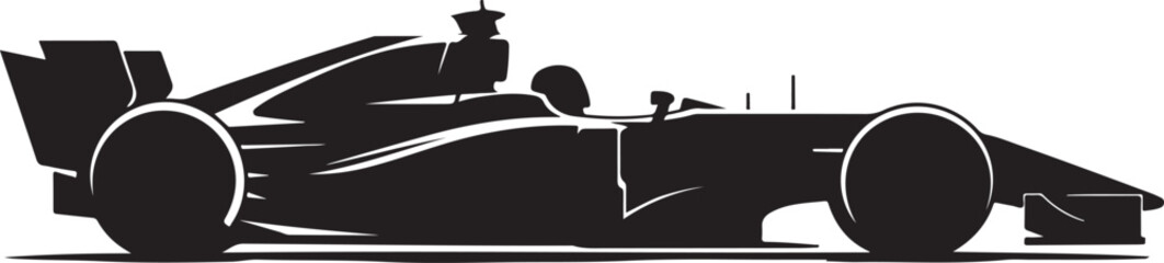 Naklejka premium Silhouette of a Formula One Race Car Driver