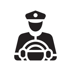 Driver icon vector on white background. Driver logo silhouette