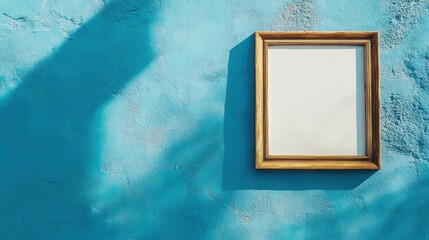 Empty picture frame on teal wall (4)