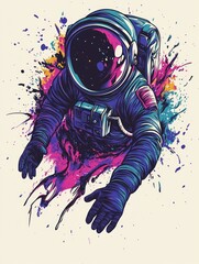 Colorful illustration of an astronaut in space.