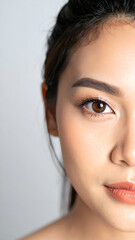 Fototapeta premium Half a face reveals beautys secrets