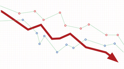 Abstract financial chart with fall arrow fall down.eps © Qtwo