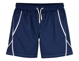 Trendy Dark Navy Athletic Shorts with White Detailing: Transparent Background PNG