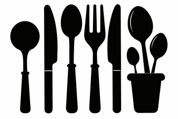 cutlery set  silhouette vector