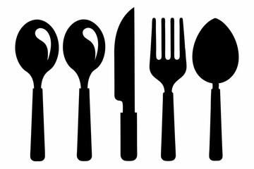 cutlery set  silhouette vector