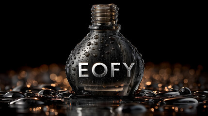 Reflective Black Bottle for Financial Year End
