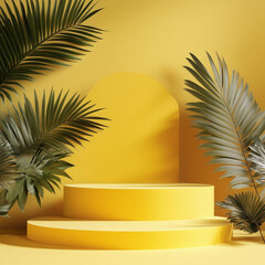 podium yellow background -