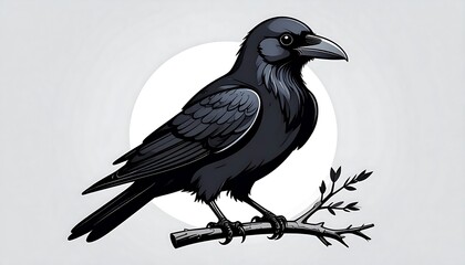 Fototapeta premium Raven Bird Illustration, Dark Vector Graphic - Dark Academia