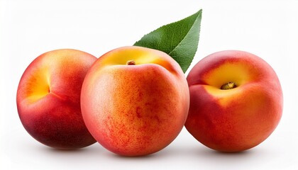 ripe peach on white background