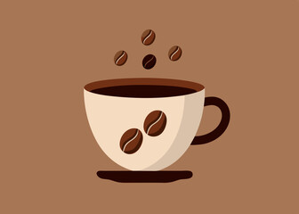 cup of coffee with beans