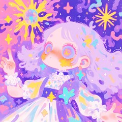 beautiful girl,melancholic expression,light purple hair,noble and elegant,European palace style,intricate curls,soft blush,