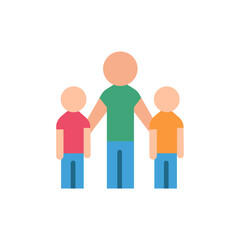 Minimalist illustration showcasing parental bond and guidance of two children