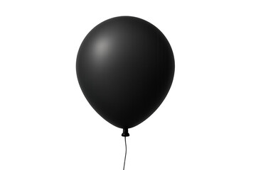 Realistic black balloon floating with string, isolated on transparent background, perfect for party, celebration, or mourning visuals