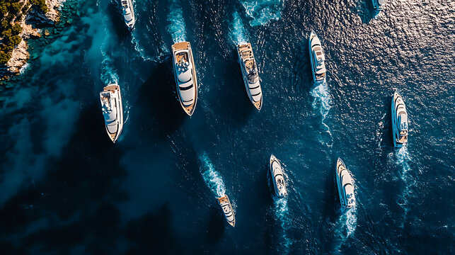  An aerial view of the stunning coastline of Monaco filled with luxury yachts 
