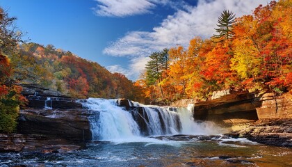 sandstone falls in west virginia with fall colors
