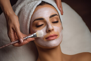 Woman Receiving Facial Mask in Spa