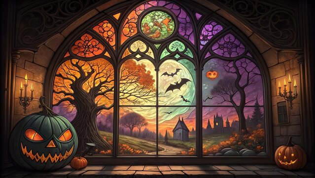 stained glass halloween background