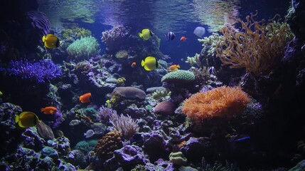 Naklejka premium A vibrant coral reef teeming with colorful fish and marine creatures