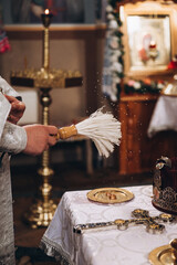 Old antique book and wedding rings in church