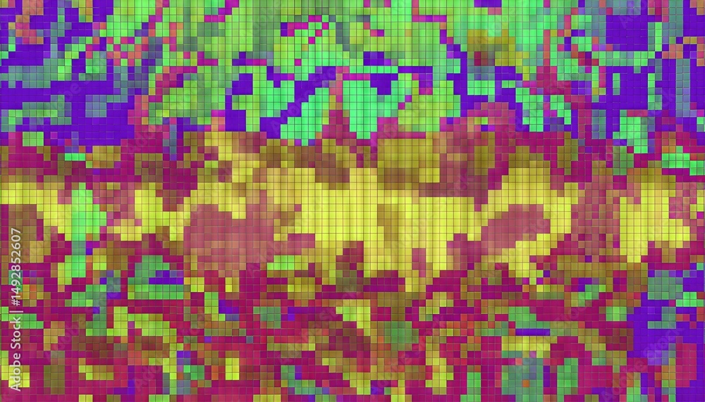 Poster abstract square pixel mosaic background vibrant geometric patterns in a modernist palette, intriguin