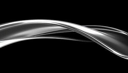 Obraz premium abstract fluid chrome wave in motion with glass like texture on black background