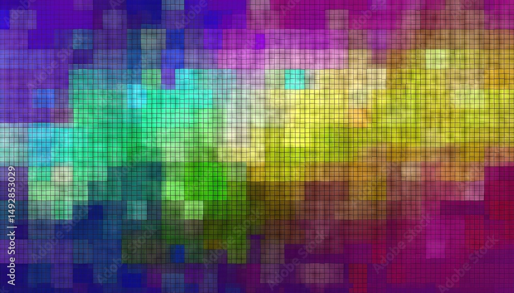 Poster vibrant geometric abstraction a modern kaleidoscope of cool tones and sharp edges in a square mosaic
