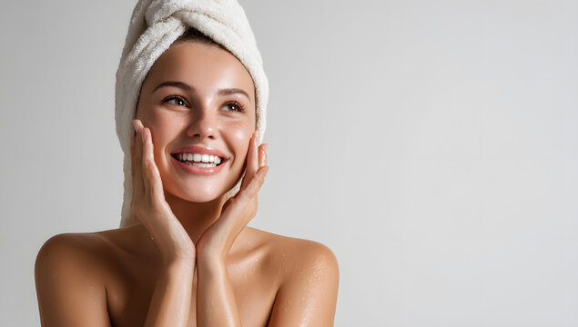Woman Washing Face with Cloth