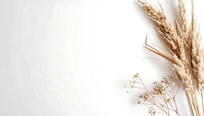 Dried Flowers & Pampas Grass on White - Minimalist design