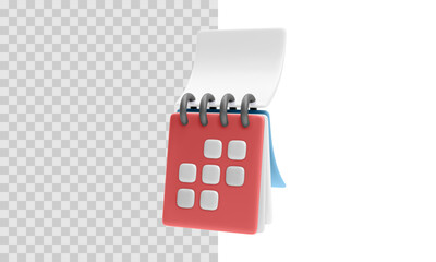 Red Desk Calendar Icon with White Pages and Spiral Binding for Date or Event Reminder. Vector Illustration.