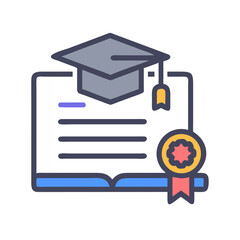 Graduation diploma with mortarboard showcasing academic achievement and success