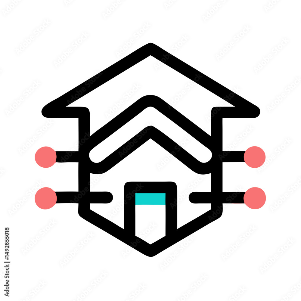 Poster abstract geometric composition with circles and a rectangle shape