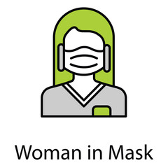 Vector Icon Of Woman Wearing Face Mask