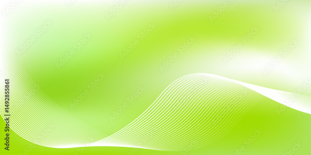Wall mural abstract green gradient background with shining lines waves. minimalist background for banner, poste