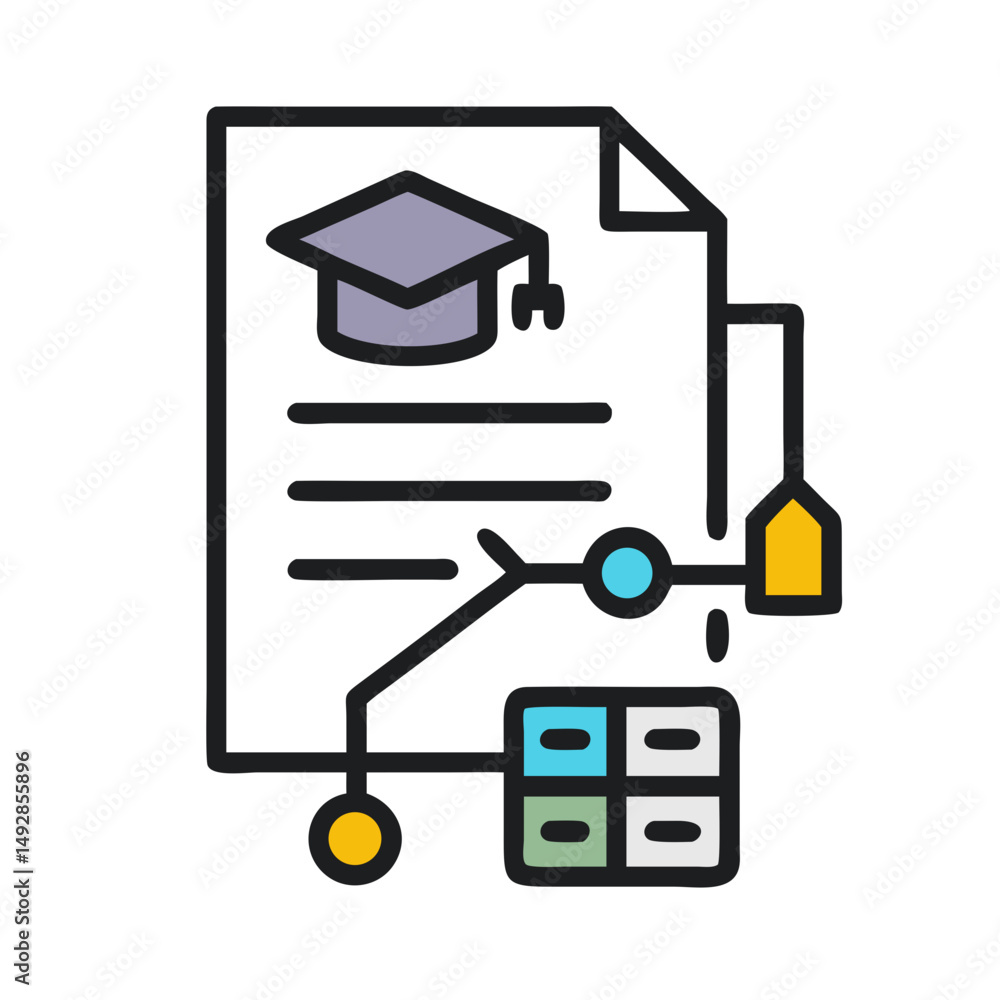 Poster education and learning document with various connecting elements and shapes