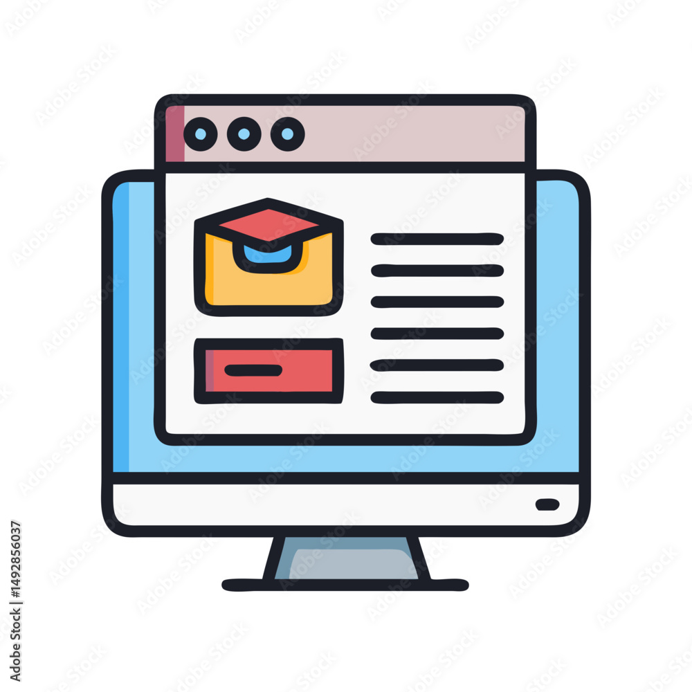 Fototapete stylized computer screen with email and text icon elements