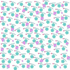 Whimsical doodles of flowers with handwritten text on a white background. Cheerful and playful, perfect for kids' fabric, stationery, or digital paper.