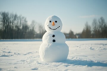 Snowman in snowy field