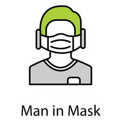 Vector Icon of Man Wearing Face Mask
