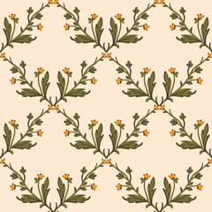 Coquette trellis floral seamless pattern, checkered background fabric, wallpaper, wrapping, clothes