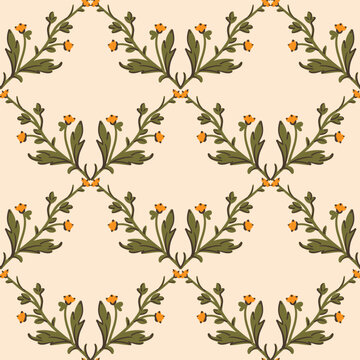 Coquette trellis floral seamless pattern, checkered background fabric, wallpaper, wrapping, clothes
