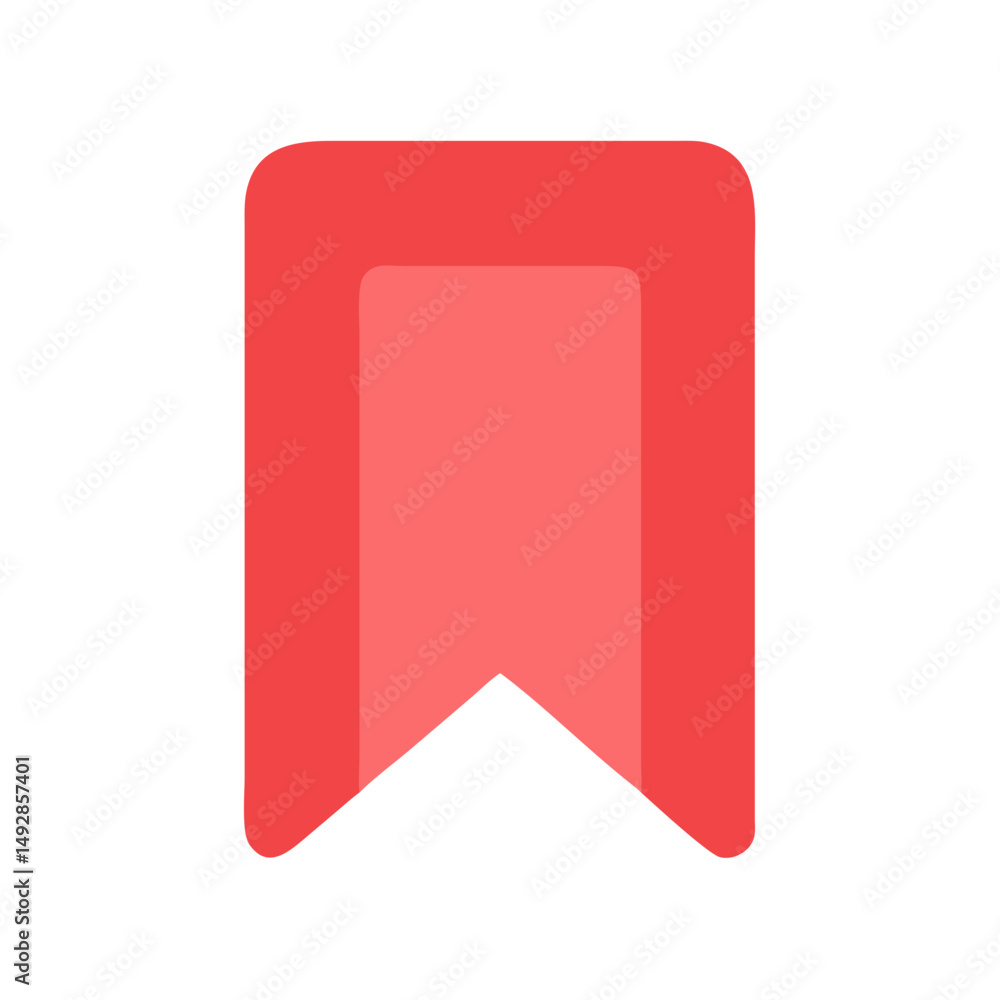 Poster flat red bookmark on white background emphasizing simplicity